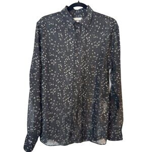 2/$30 ZARA M Shimmery Dressy Polka Dot Long Sleeve Shirt